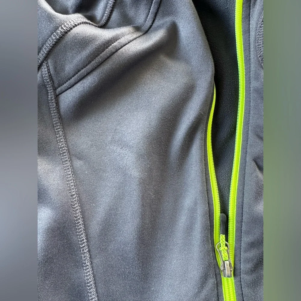 Champion Fleece Zip-Up, Gray & Green, Size Small